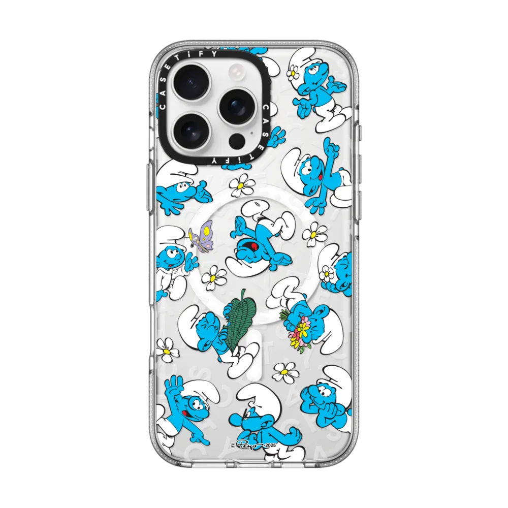 The Smurfs Jumbled Pattern Case クリア ケース MagSafe対応