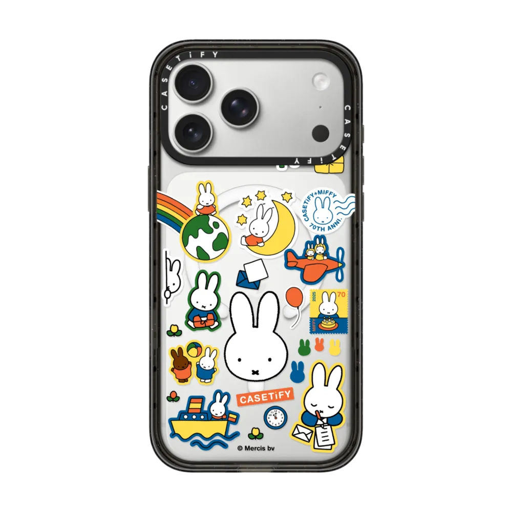 Miffy Postage Collage Sticker Case (Clear) インパクトケース MagSafe対応